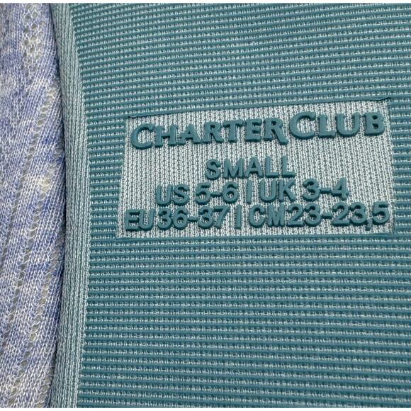 Charter Club Slippers Womens Small 5-6 Blue Memory Foam Floral Comfy Lounge - Picture 7 of 7